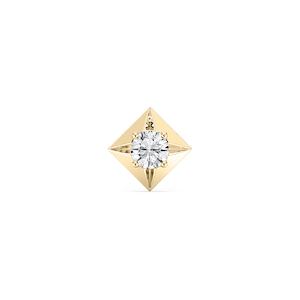 Round Lab Grown Diamond Kite-Shaped Bezel Single Stud Earring