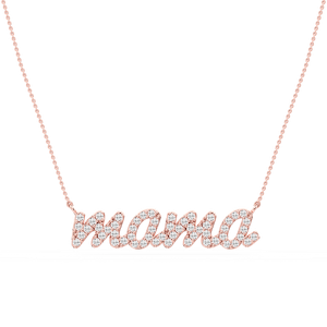Round Lab Grown Diamond Mama Cursive Letter Pendant - 16 to 18 Inches