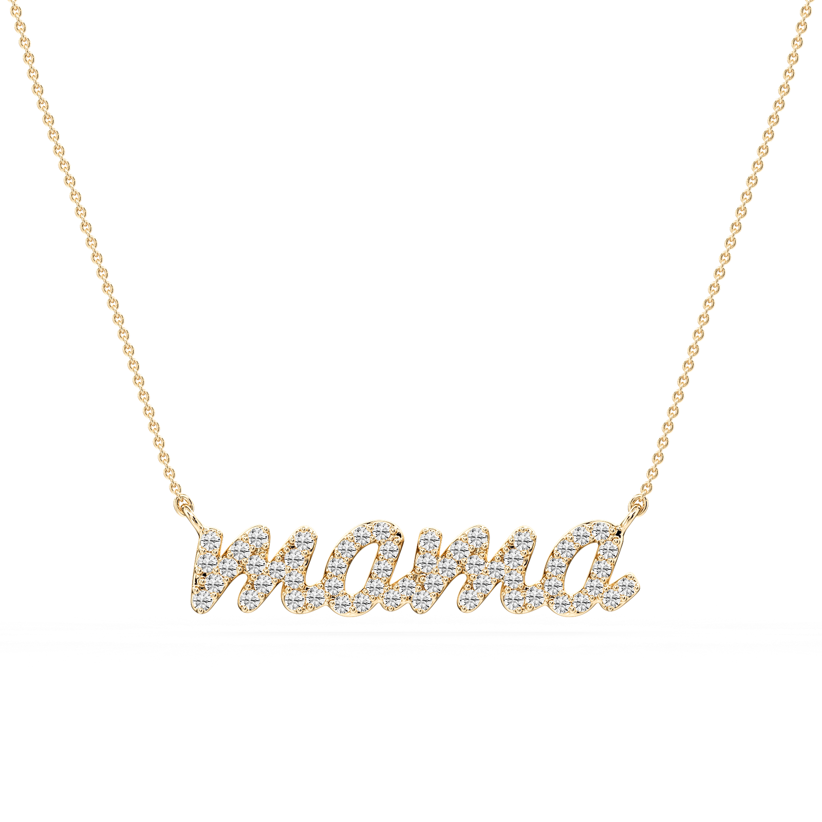 Round Lab Grown Diamond Mama Cursive Letter Pendant - 16 to 18 Inches