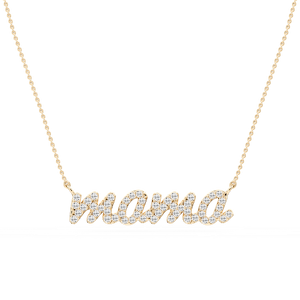Round Lab Grown Diamond Mama Cursive Letter Pendant - 16 to 18 Inches