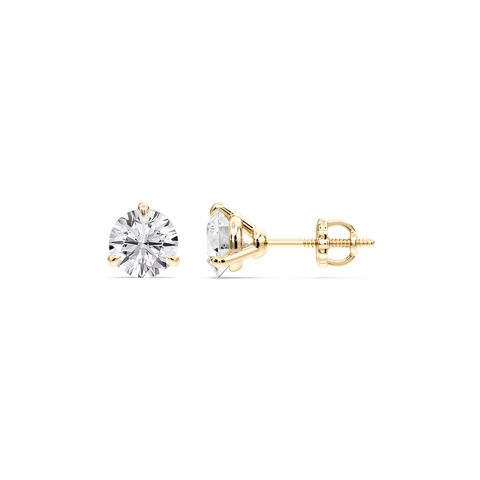 Round Certified Lab Grown Diamond Claw Prong Threaded Back Martini Stud Earrings
