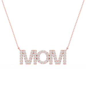 Round Lab Grown Diamond Mom Block Letter Pendant - 16 to 18 Inches