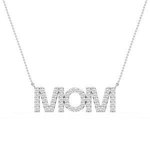 Round Lab Grown Diamond Mom Block Letter Pendant - 16 to 18 Inches