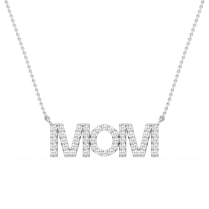 Round Lab Grown Diamond Mom Block Letter Pendant - 16 to 18 Inches