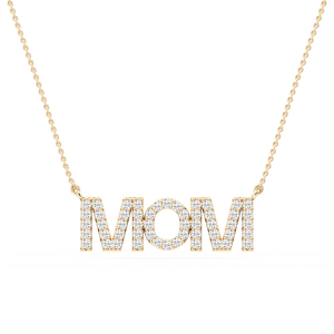 Round Lab Grown Diamond Mom Block Letter Pendant - 16 to 18 Inches