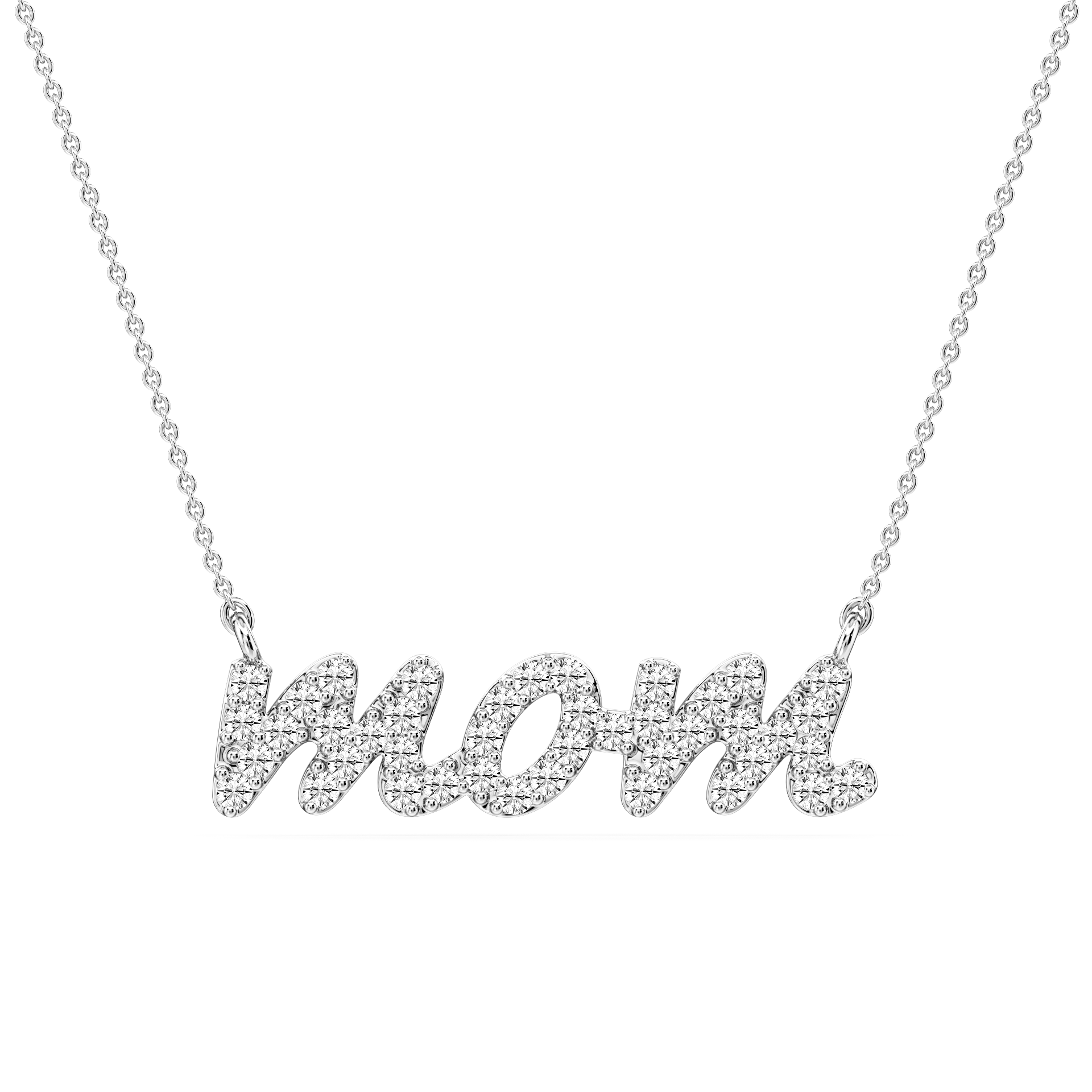Round Lab Grown Diamond Mommy Block Letter Pendant - 16 to 18 Inches