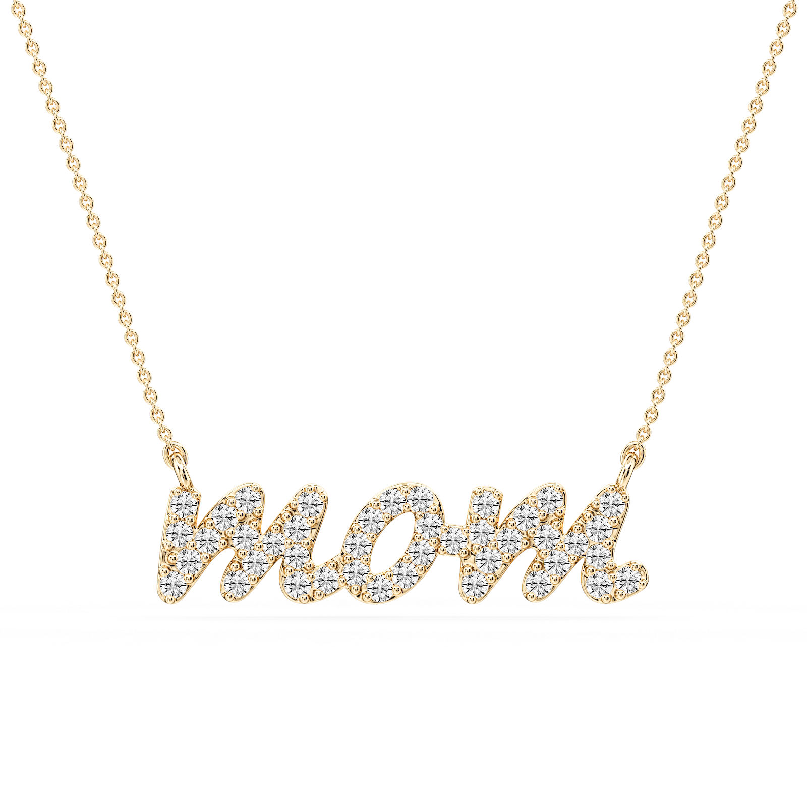 Round Lab Grown Diamond Mommy Block Letter Pendant - 16 to 18 Inches