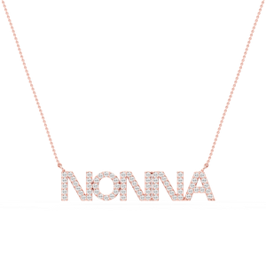 Round Lab Grown Diamond Mom Cursive Letter Pendant - 16 to 18 Inches