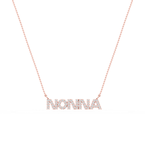 Round Lab Grown Diamond Mom Cursive Letter Pendant - 16 to 18 Inches