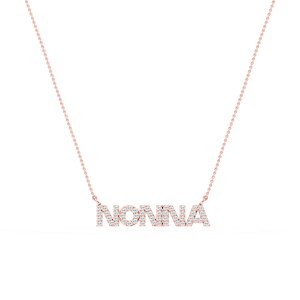 Round Lab Grown Diamond Nonna Block Letter Pendant - 16 to 18 Inches