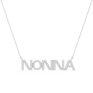 Round Lab Grown Diamond Mom Cursive Letter Pendant - 16 to 18 Inches