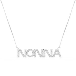 Round Lab Grown Diamond Nonna Block Letter Pendant - 16 to 18 Inches