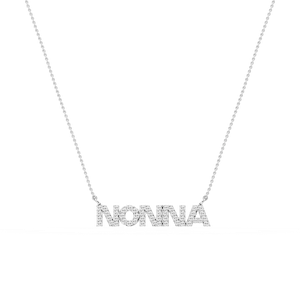 Round Lab Grown Diamond Nonna Block Letter Pendant - 16 to 18 Inches