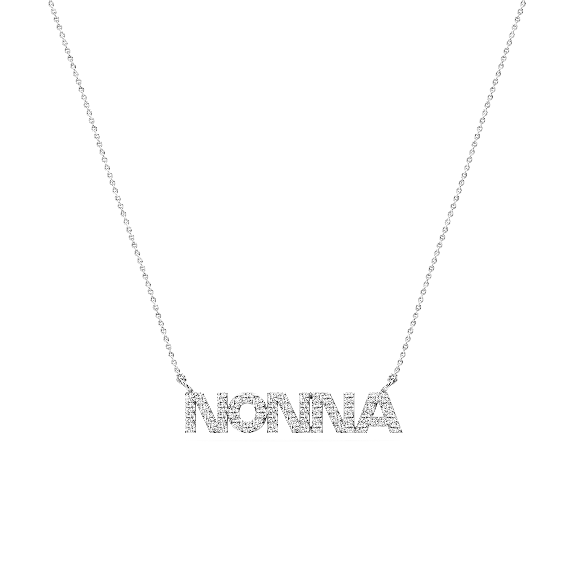 Round Lab Grown Diamond Nonna Block Letter Pendant - 16 to 18 Inches