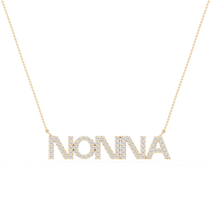 Round Lab Grown Diamond Nonna Block Letter Pendant - 16 to 18 Inches