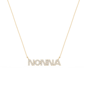 Round Lab Grown Diamond Nonna Block Letter Pendant - 16 to 18 Inches