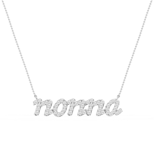 Round Lab Grown Diamond Nonna Cursive Letter Pendant - 16 to 18 Inches
