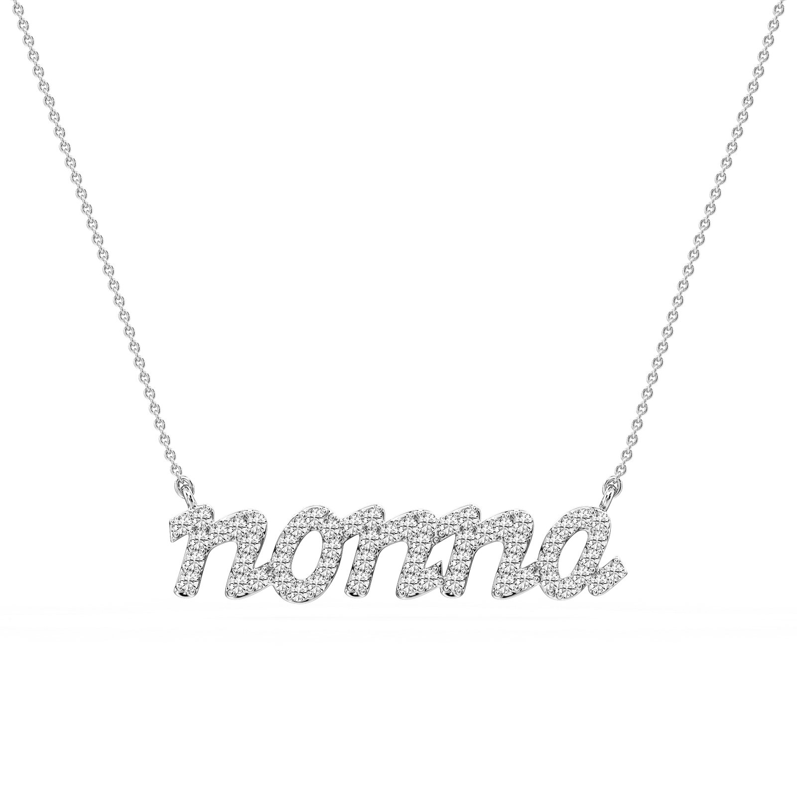 Round Lab Grown Diamond Nonna Cursive Letter Pendant - 16 to 18 Inches