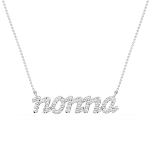 Round Lab Grown Diamond Nonna Cursive Letter Pendant - 16 to 18 Inches