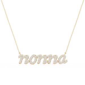 Round Lab Grown Diamond Nonna Cursive Letter Pendant - 16 to 18 Inches