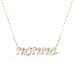 Round Lab Grown Diamond Nonna Cursive Letter Pendant - 16 to 18 Inches