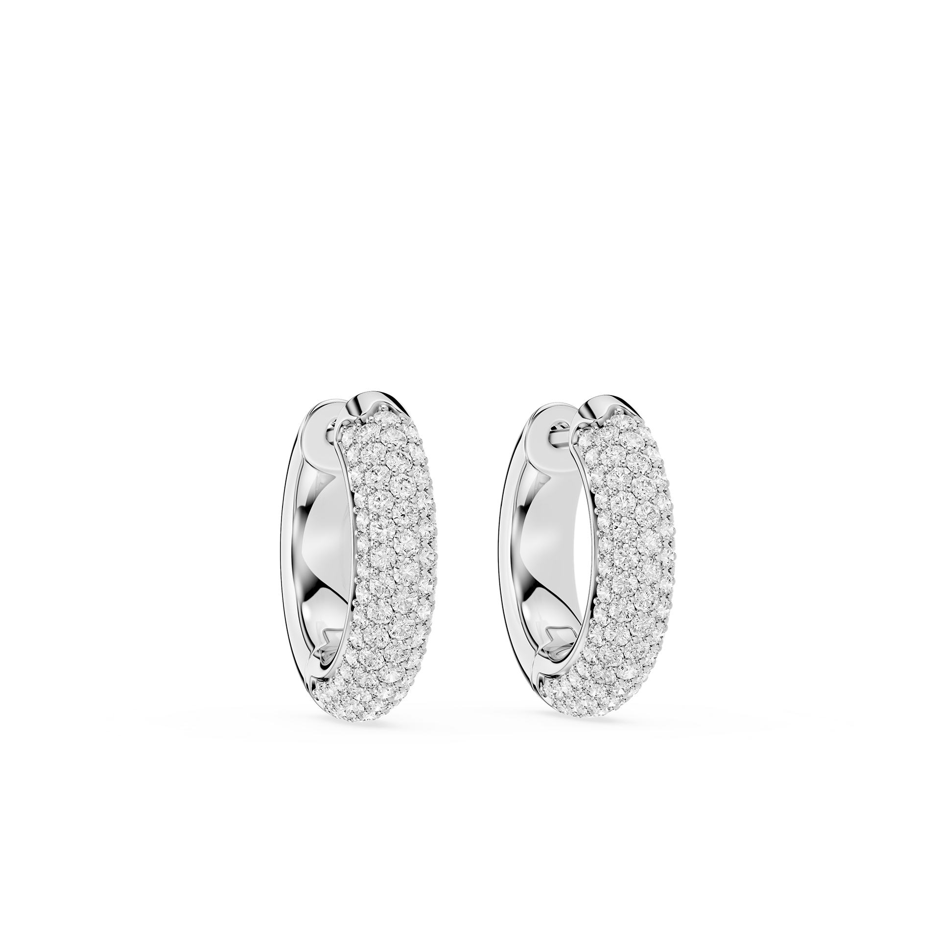 Round Lab Grown Diamond Pave 4mm Huggie Hoop Earrings