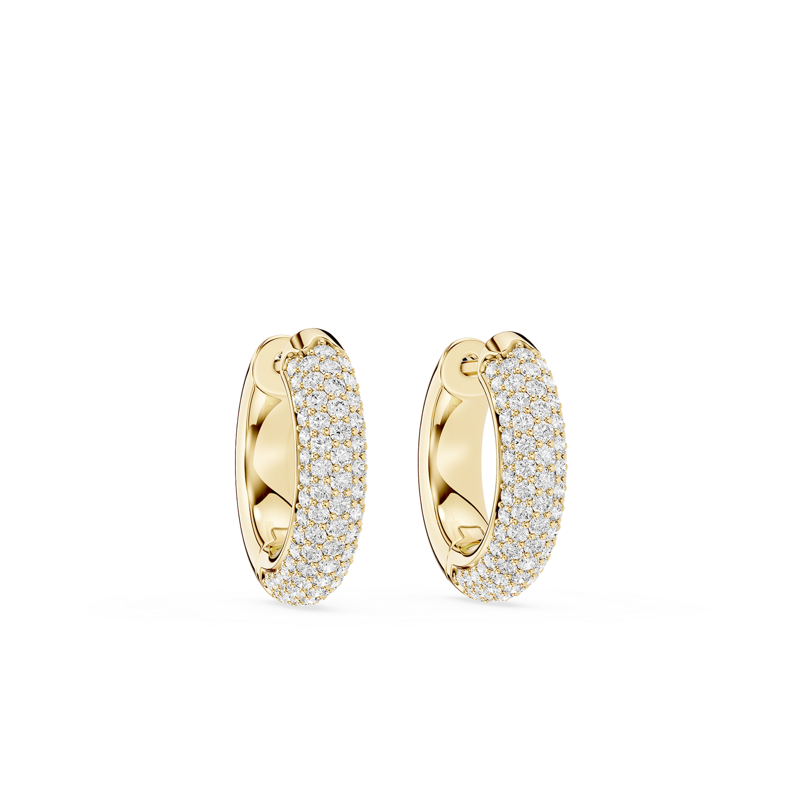 Round Lab Grown Diamond Pave 4mm Huggie Hoop Earrings