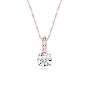 Round Lab Grown Diamond Pave Bail Solitaire Pendant - 16 to 18 Inches