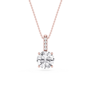 Round Lab Grown Diamond Pave Bail Solitaire Pendant - 16 to 18 Inches
