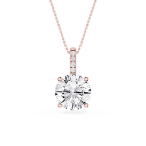 Round Lab Grown Diamond Pave Bail Solitaire Pendant - 16 to 18 Inches