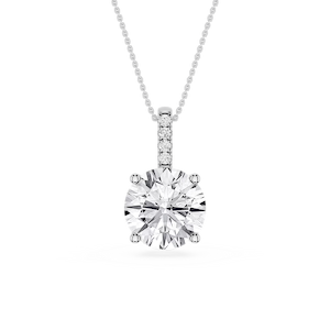 Round Lab Grown Diamond Pave Bail Solitaire Pendant - 16 to 18 Inches