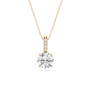 Round Lab Grown Diamond Pave Bail Solitaire Pendant - 16 to 18 Inches