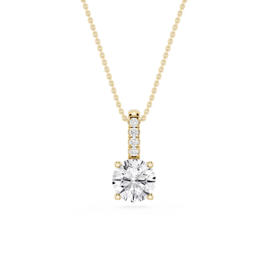 Round Lab Grown Diamond Pave Bail Solitaire Pendant - 16 to 18 Inches