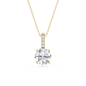 Round Lab Grown Diamond Pave Bail Solitaire Pendant - 16 to 18 Inches