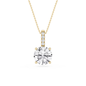 Round Lab Grown Diamond Pave Bail Solitaire Pendant - 16 to 18 Inches