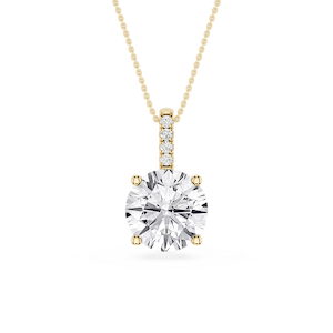 Round Lab Grown Diamond Pave Bail Solitaire Pendant - 16 to 18 Inches
