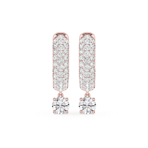Round Lab Grown Diamond Pave Hoop Drop Earrings