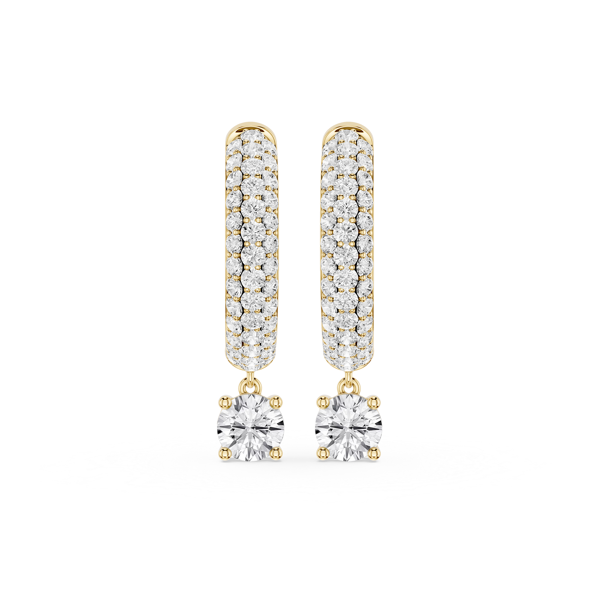Round Lab Grown Diamond Pave Hoop Drop Earrings