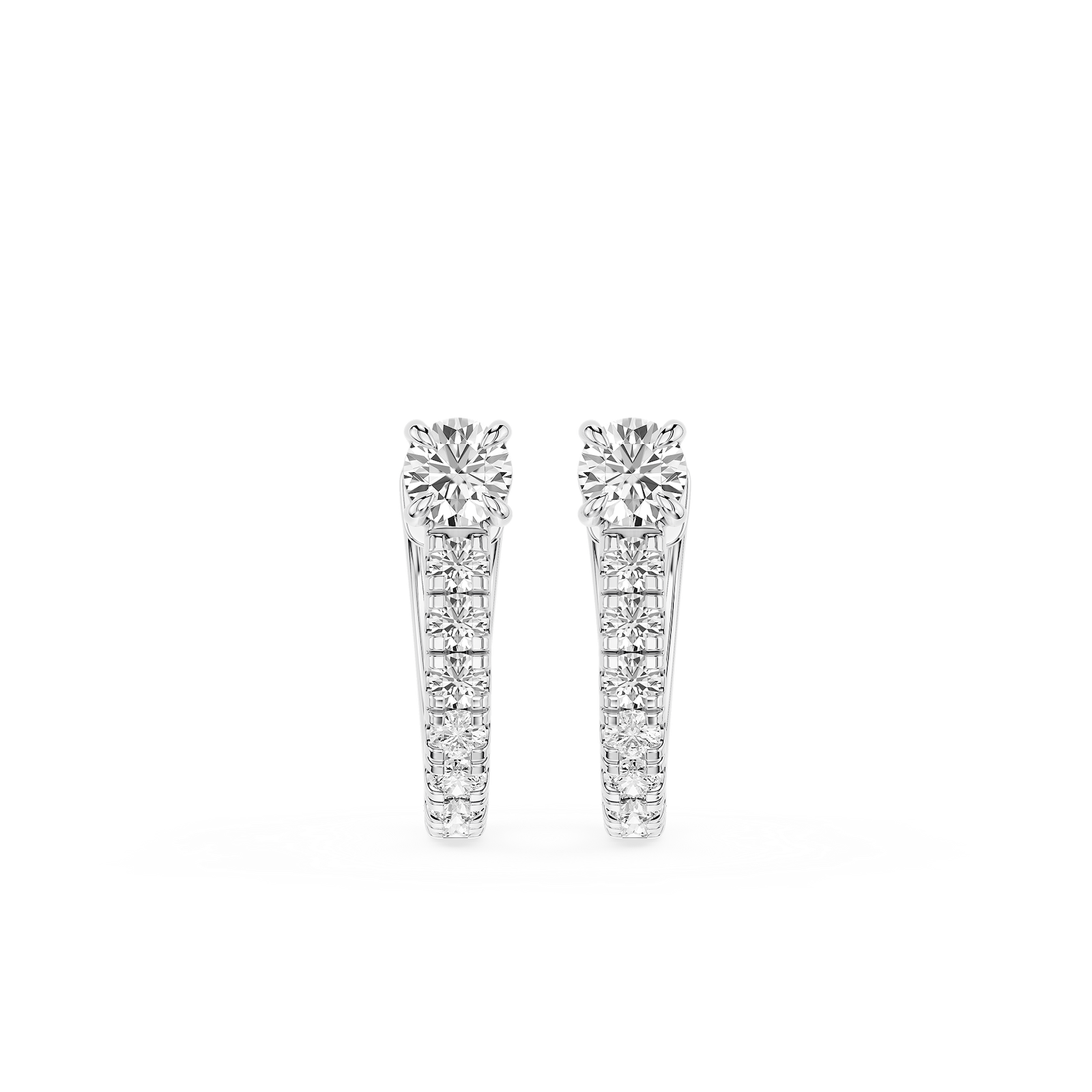 Round Lab Grown Diamond Pave Huggie Hoop Earrings