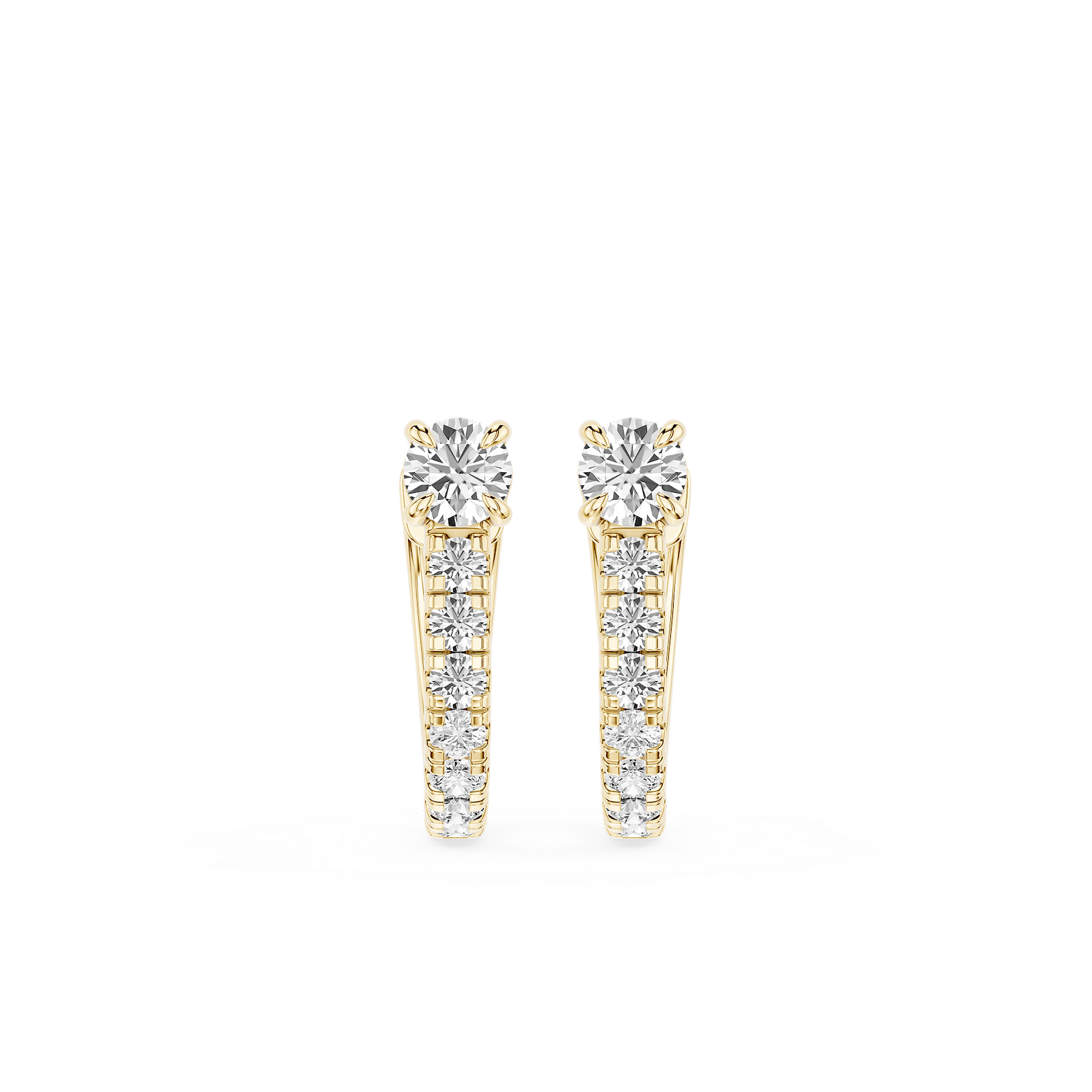Round Lab Grown Diamond Pave Huggie Hoop Earrings