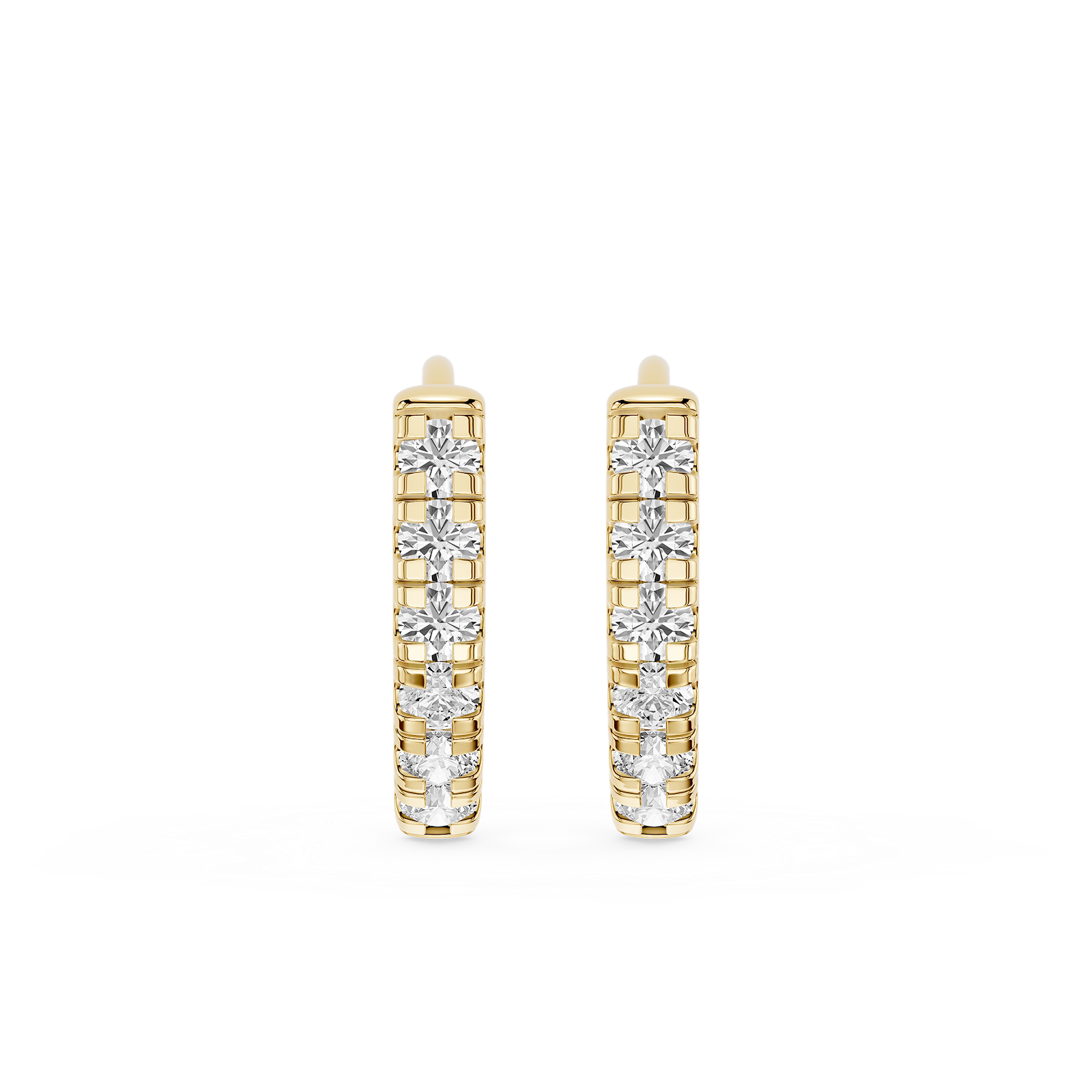 Round Lab Grown Diamond Shared Prong Chevron Hoop Earrings
