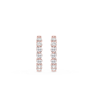 Round Lab Grown Diamond Single Shared Prong Hoop Earrings