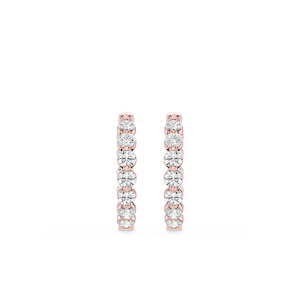 Round Lab Grown Diamond Single Shared Prong Hoop Earrings