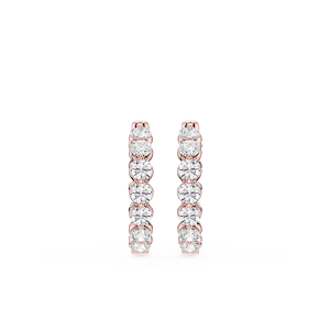 Round Lab Grown Diamond Single Shared Prong Hoop Earrings