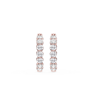 Round Lab Grown Diamond Single Shared Prong Hoop Earrings