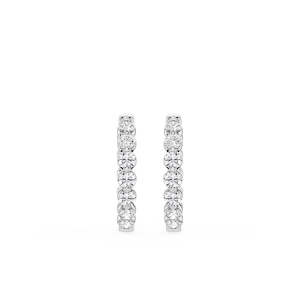 Round Lab Grown Diamond Single Shared Prong Hoop Earrings