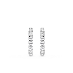 Round Lab Grown Diamond Single Shared Prong Hoop Earrings