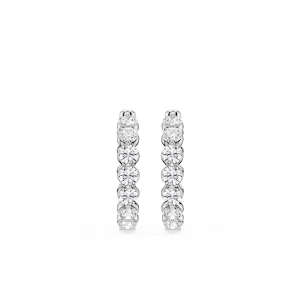 Round Lab Grown Diamond Single Shared Prong Hoop Earrings