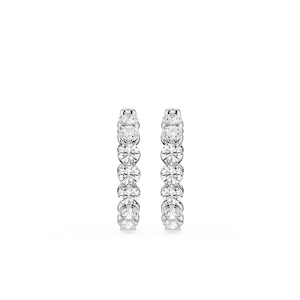Round Lab Grown Diamond Single Shared Prong Hoop Earrings