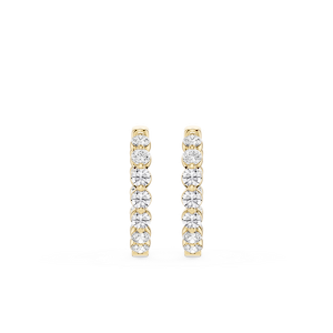 Round Lab Grown Diamond Single Shared Prong Hoop Earrings